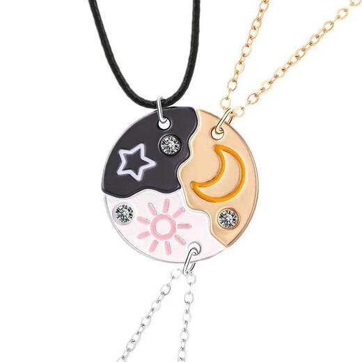 Colgante de aleación sucesiva, collar mejor amigo, luna de tres personas, estrella, collar de buen amigo, una persona, media hermana colgante de amistad 673kc oro