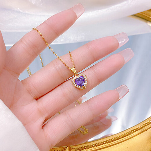 Kechu Amethyst Ocean Heart Necklace for Women Light Luxury Niche Clavicle Chain High-end Love Sweater Chain for Women Main Image