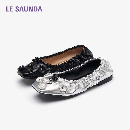 Lairsdan [Princess Princess] 2025 Spring and Summer New Fashion Lightweight Comfort Patent Leather Sheepskin Comfort Single Shoes Women 6M15901 Technology Silver SVK 37 (235mm)