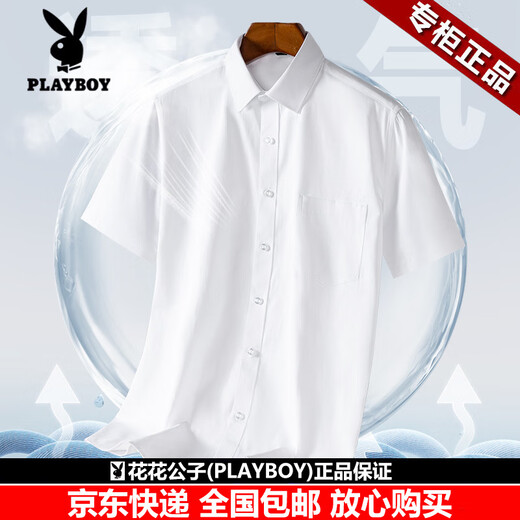 花花公子（PLAYBOY）男士高端长袖衬衫春秋季新款商务休闲翻领条纹透气舒适衬衣上衣 DX6623 常规 38 165cm 体重约100-120斤