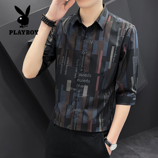 Playboy (Playboy) Shirt à manches quart-manche à manches courtes à manches décontractées à manches décontractées minces minces minces à manches à manches à manches à manches mises à manches mises à manche 679 Blanc L