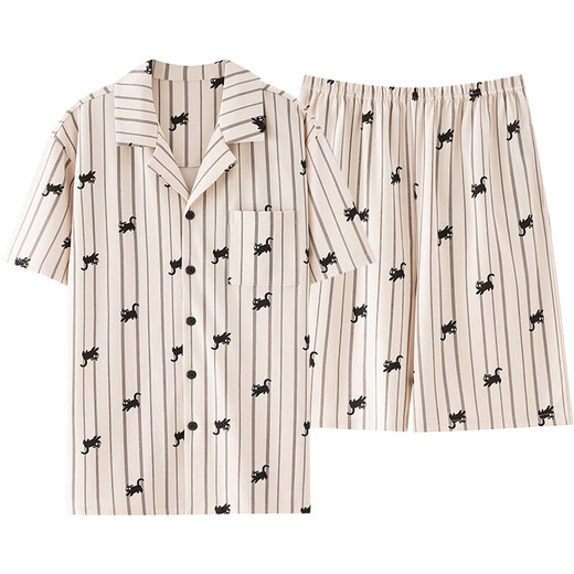 Yu Zhaolin (Yuzhaolin) Pyjamas Herren Pure Cotton Summer Shorts Shorts 2025 Neue Sommer-Herren-Kleidungsstücke große Größe für Außenabschlüsse NSALM-LMSJ9221 4XL (empfohlen 190-210jin [Jin gleich 0,5 kg]))