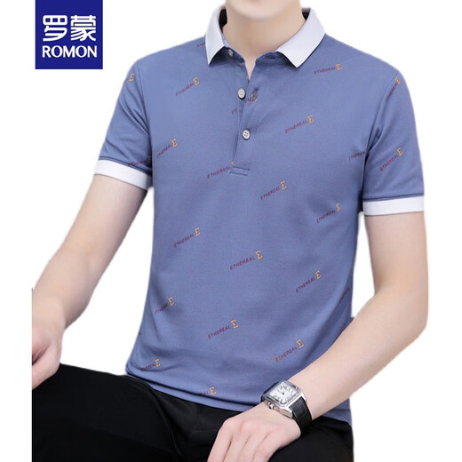 T-shirt à manches courtes Romon Romon Summer à manches courtes à manche à manches courtes et à manches minces de style mince Polo. Chemise noire QY679 120135jin [Jin est égal à 0,5 kg] L