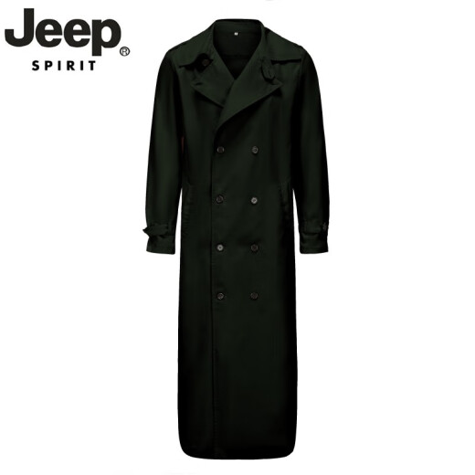 JEEP SPIRIT2025春秋款男款风衣超长款时尚薄款无里布外套过膝风衣男士风衣 卡其色 (无里布) M (140-160斤)