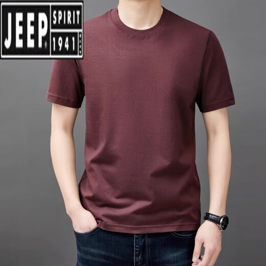 JEEP pure cotton short-sleeved T-shirt for men in summer thin fashion simple solid color top trendy casual T-shirt for men T 9929 Maple Leaf Red M 165 90-110Jin Jin is equal to 0.5 kg