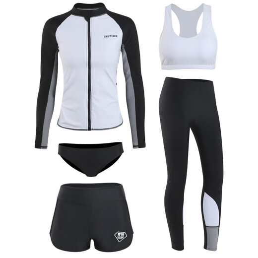 Qiyuemang wetsuit for women long-sleeved split couple trousers quick-drying surfing swimsuit set snorkeling suit jellyfish suit for men black and gray men's three-piece suit (2015) children's contact 4XL