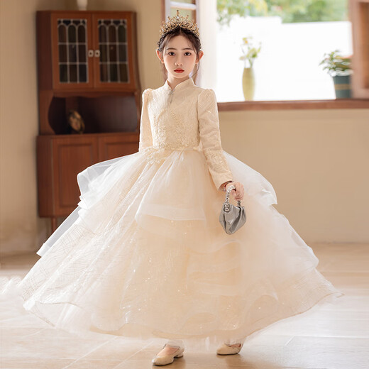 Disney (Disney) Flower Girl Wedding Petite fille Belle fille robe fille haut de gamme Piano jouant luxe léger 10e anniversaire Puff Princess Robe Champagne Couleur <Muse Mots - Support de groupe> + Identique à 140 cm