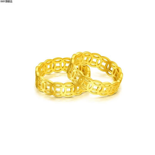 KREY old phoenix gold ring women's pure gold hollow ring wealth rolling copper coin ring coin for girlfriend No. 14