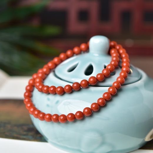 Yan's Nanhong Necklace for Men and Women Nanhong Agate Raw Stone Scattered Beads Single Bead Pendant Multi-circle Bracelet Nanhong Bracelet Bead Diameter Approximately 6mm - Chain Length Approximately 40cm