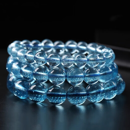 Yang's Liuxi natural aquamarine bracelet for men and women, aquamarine raw ore high-end bracelet, genuine fidelity crystal, selected grade ice aquamarine-6mm