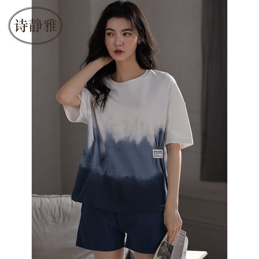 诗静雅（SHIJINGYA） 睡衣女夏季纯棉薄款短袖短裤家居服夏天时尚休闲可外穿套装 CXH 12210女短袖 2XL 女(推荐140-160斤)