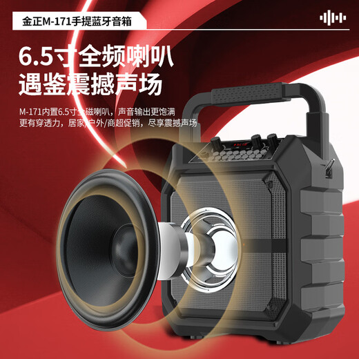 
Kim Jong M171 outdoor audio Bluetooth speaker portable large volume square dance audio amplifier all-in-one home KTV singing small K song microphone handheld stall subwoofer flagship version [single wireless microphone]