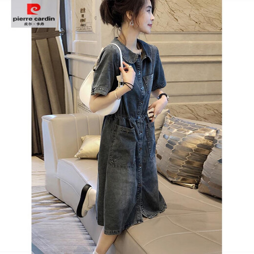 
Pierre cardin [1477 people praised] European station 2025 summer new loose large size denim dress for women mid-length picture color 9800 models 3XL 145-165Jin [Jin equals 0.5 kg]