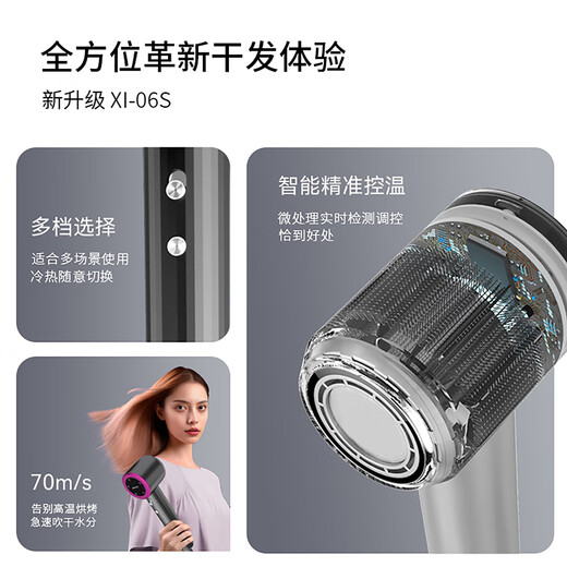 OMUONE high-speed hair dryer household high-power hair care does not damage hair negative ions barber shop professional noise reduction hairdryer salon quick-drying student dormitory gift box for girlfriend birthday Elegant gray 3 meters long line haircut version gift box