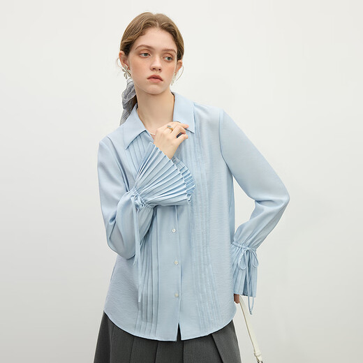 
Fan Silan En Nanfa Qianjin French Design Shirt Women's 2025 Spring Clothing Korean Style Pink V-neck Shirt 11150 Sky Blue XL