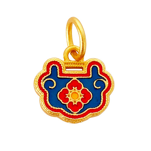 Chihuan Hong Kong duty-free 999 pure gold 18k gold color alloy diy jewelry accessories national trend burnt blue small pendant small slip Nafu gourd pendant