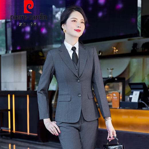 Pierre Cardin Gray Suit Women's 2025 Spring and Autumn Professional Wear Interview Commuting Business Formal Wear Front Desk Manager Work Uniform Gray Single Jacket L 101-110Jin Jin is equal to 0.5 kg