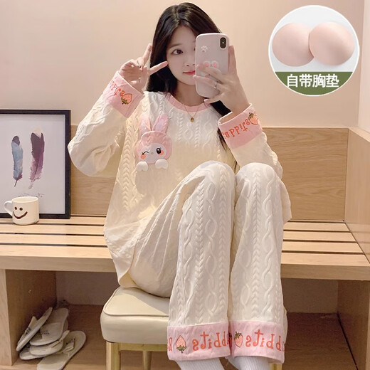 Modal Pyjamas für Frauen in der Sommer-Strickjacke Langarmhosen Anzug für Sommer Ladies 2025 New Cartoon Frühling Herbst und Winter Home Clothing SSM-3882 m [75-100Jin [Jin entspricht 0,5 kg]]