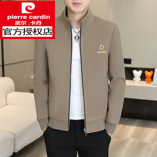 Pierre Cardin Jacket Herren Spring- und Herbst Trendy Herren-Freizeitjacke 2025 Neue Jugend Spring Windbreaker High-End-Revers-Lteel-Top Gray 695 XL etwa 120-135 Jin [Jin ist 0,5 kg]