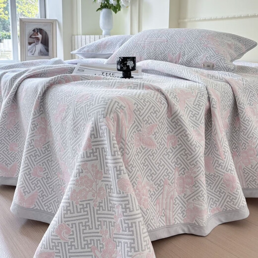 Yazan baby soft mat gauze soft mat 25 years new summer sheets combed cotton thickened sweat-absorbent breathable mattress mattress 25 years new - combed cotton Butterfly Valley pink (suitable for 1.8 meters bed) single piece 220*240cm