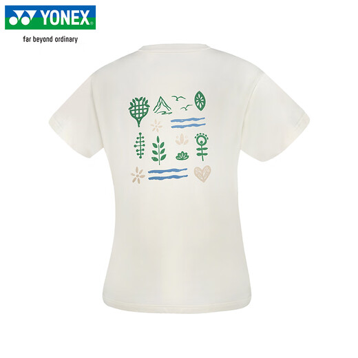 YONEX2025 new Yonex badminton uniform quick-dry short-sleeved men and women T-shirts environmentally friendly series sports tops 16833 women 16835CR ice beige L
