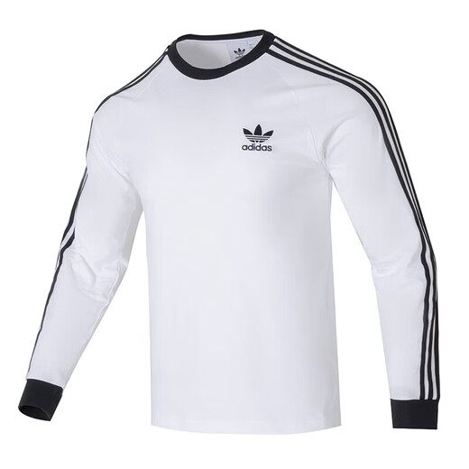 阿迪达斯 （adidas）三叶草长袖T恤男装2025夏季新款运动服圆领宽松时尚休闲套头衫 IA4879白色 XS