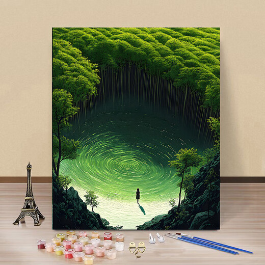 Dragon Sight Guérison paysage d'huile numérique peinture de bricolage à la main et à la guérison de style inscripteur de style inscripteur à la main Z-677 Espace oublié 30 * 40 Cadre intérieur + stylo pigment + crochet (sans bordure)