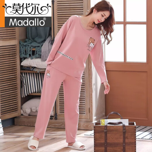 Modale Marke Langarmed Pyjamas für Frauen im Frühjahr, Herbst und Sommertagen, Baumwoll-süße und niedliche Heimkleidung, große Größe, kann außerhalb des Anzugs abgenutzt werden, faltete Kaninchen 831 2xl 130jin [Jin entspricht 0,5 kg] -145jin [Jin entspricht 0,5 kg]