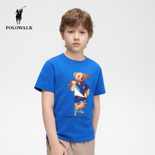 
POLOWALK Children's Clothing 2025 Summer New Product Boys Short Sleeve T-shirt Fresh and Evergrande Basic Style BWTW522F1381 White 130