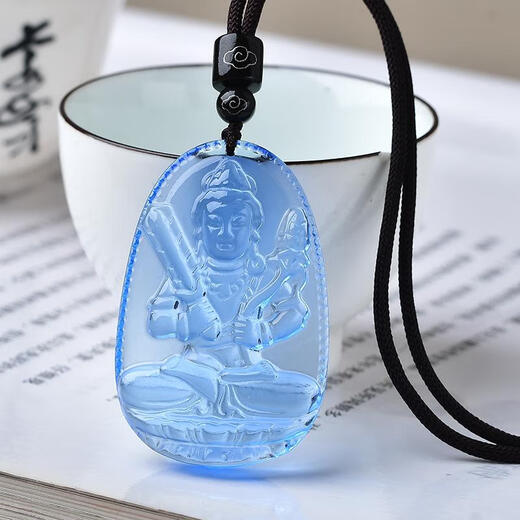 Fat Donglai's same aquamarine pendant, zodiac sign of the zodiac Buddha, the zodiac guardian god, zodiac year gift, ox and tiger, Void Tibetan - black cotton rope style