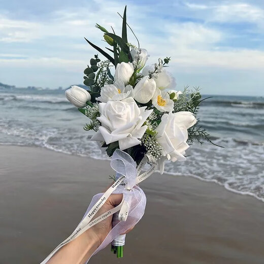 帝兰慕森系婚礼手捧花新娘结婚感婚纱照领证户外演出仿真求婚道具花 听风 新娘手捧花【成品发 限时】