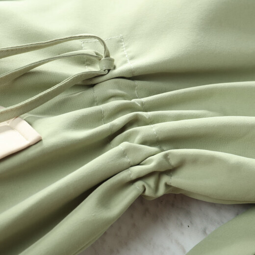 
Shangjing Spring and Autumn Trench Coat for Women Mid-Length Small Hat Waist Hooded Contrast Color Versatile Commuter Jacket Green M