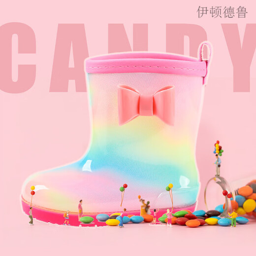 Eton Drew Bow Children's Rain Boots Girl Princess Cute Baby Girl Girls Child's Rain Boots Chaussures de l'eau Étudiant non glissade