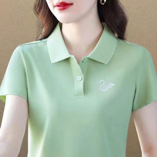 贝吉棋大码妈妈装夏季品质POLO上衣短袖新款运动休闲宽松翻领 粉色-6623 XL (建议110-125斤)