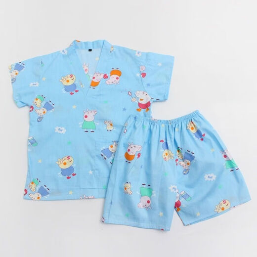 Shantou Lincun steaming suit for children 3 to 6 years old, baby and children's steaming suit, cotton bathing suit for boys and girls, cartoon pajamas, home clothes, bear wearing overalls XS