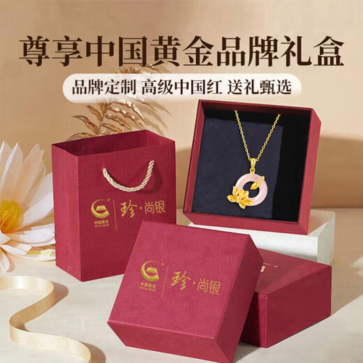 
Zhenshangyin Chinese gold peace buckle jade pendant silver necklace girl birthday gift commemoration for girlfriend wife mother mother