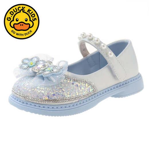 G.duck Girls' Leather Shoes Children's Princess Crystal Shoes 2025 Spring and Autumn New Girls Casual Shoes Rhinestone Girls Performance Shoes Pink 27 Inner Length 16.5CM