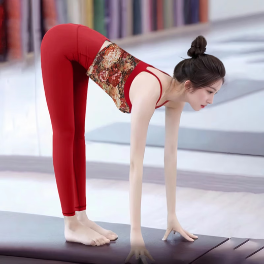 Double Show Printed Yoga Wear Vest Women's New National Style Beauty Bra Strap Pad Pilates Red Sports Bra Fitness Bra Black and Pink Butterfly Top XL (120-135)