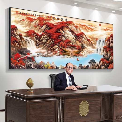 Die große Wand, die die Berge unterstützt und die große Wandlandschaftsbüro-Konferenzraum aufgehängt, Gemälde Dekorative Kalligraphie Malmale Wohnzimmer Hintergrund Wandgemäld