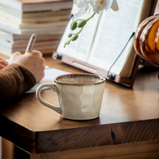 Youcci Yunsu Beautiful Cup Water Pattern Mug Featured Ceramic Milk Cup Personalized Coffee Cup Valentine's Day Gift for Women Yunsu Brown-Water Wave V-shaped Cup