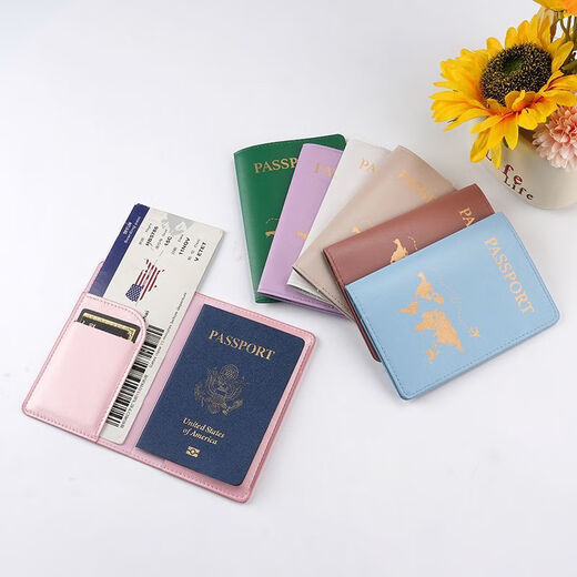 潮思汇2025护照皮革保护套商务多功能证件收纳出国旅行机票卡包套包 蓝色