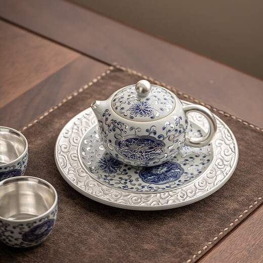 Eight thousand lines of gilt silver tea set gift, high-end gift for leaders, Teacher's Day, men's birthday, housewarming gift, moving gift