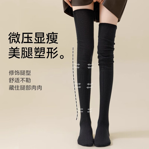 Mao Ren Dui Dui Knee Socks for Women Spring and Autumn High Anti-Slip Knee Socks for Girls JK Micro Pressure Slimming Boots Stockings Milky White - 1 Pair One Size Recommended 155-175cm 80-120 Jin Jin is equal to 0.5 kg