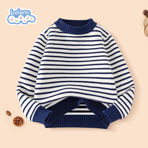 Baleno children's knitted sweater autumn and winter Korean style striped tops for middle-aged and older children boys and girls winter wear warm inner sweaters