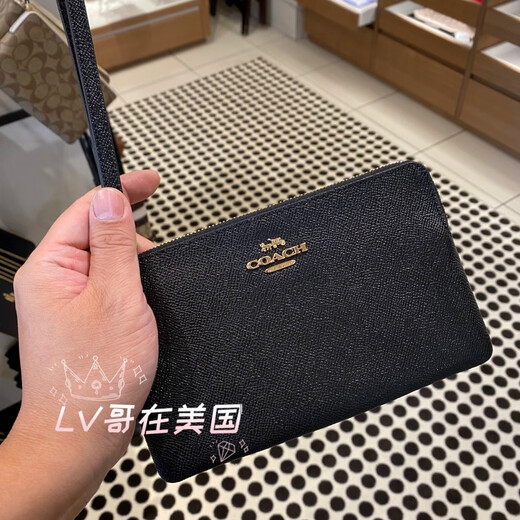 Coach (COACH) United States purchasing Coach women's bag genuine leather PVC classic logo single zipper clutch handbag handbag 1. No need to wait for black 3888