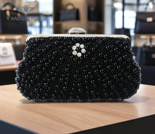 ANDSEEYOU brand clutch bag for women new pearl mobile phone bag mini bag celebrity handbag cheongsam bag evening bag clutch bag 78 beige bracelet 23*14cm
