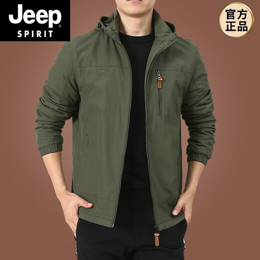 JEEP SPIRIT冲锋衣外套男春秋男款户外美式防风防水风衣男装男士秋装运动夹克 深蓝9898 款 加绒 2XL