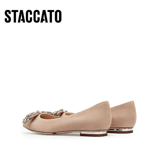 Sijiatu 2025 Nouveau Velvet Dream Elegant Commuter Chaussures plate chaussures Single Mouth Chaussures pour femmes 9A962AQ5 THE DE LITE APPRICOT 39