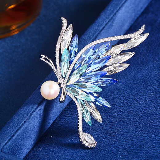 Crystal brooch, high-end ladies light luxury birthday gift for girls to give to their girlfriends, high-end, exquisite and practical temperament gift box TS508 butterfly brooch 3-piece set