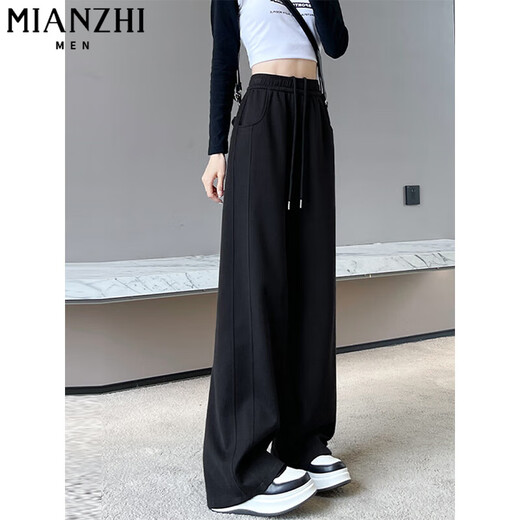 棉致加绒加厚显瘦窄版运动裤子女秋冬季新款高腰宽松直筒休闲裤女卫裤 844灰色小个子【不加绒24.5】 S 85-100斤